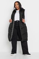 yours curve reversible charcoal  black quilted longline hooded gilet mujer curvy y tallas grandes yours