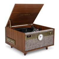 victrola tocadiscos century con reloj nogal