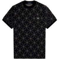 fred perry camisa manga larga camiseta con estampado geometrico m7704 para hombre