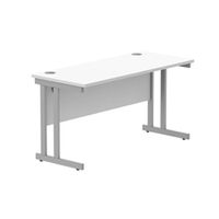 office rectangular desk steel double cantilever 1400x600 whitesilver