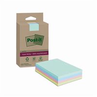 post-it super sticky recycled notes lined 102x152mm assorted pack 4