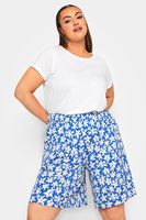 yours bermudas azules de flores mujer curvy y tallas grandes yours