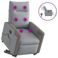 vidaxl sillon de masaje electrico reclinable elevable tela gris claro