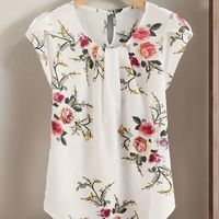 blusa de cuello redondo estampada floral blusa casual de manga corta para primavera y verano ropa de mujer