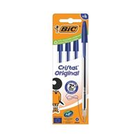 bic cristal ballpoint pen medium blue pack of 4 516332