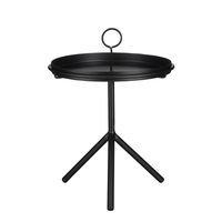 mesa auxiliar de metal con tablero extraible negro d305