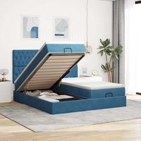 vidaxl estructura de cama otomana colchones terciopelo azul oscuro