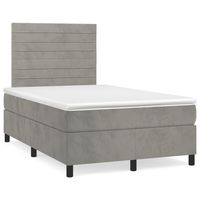 vidaxl cama box spring colchon y led terciopelo gris claro 120x190 cm