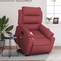 vidaxl sillon reclinable de masaje de pie cuero artificial rojo tinto