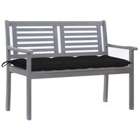 vidaxl banco de jardin 2 plazas madera eucalipto gris y cojin 120 cm