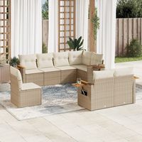 vidaxl juego de sofas de jardin con cojines beige 8 pzas ratan pe