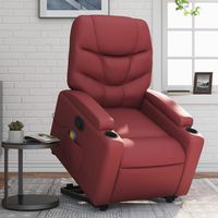 vidaxl sillon reclinable de masaje de pie cuero artificial rojo tinto