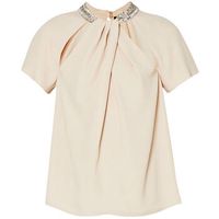 liu jo blusa blusa de tejido georgette con strass para mujer