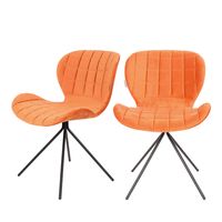 2 sillas de diseno en terciopelo naranja