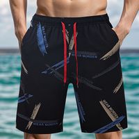 bermudas de hombre con estampado geometrico y bolsillos pantalones cortos informales con cordon para la playa vacaciones de verano natacion y surf