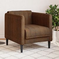 vidaxl sillon de cuero sintetico de ante marron