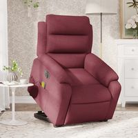 vidaxl sillon de masaje electrico reclinable elevable tela rojo tinto