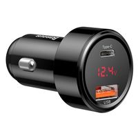 baseus ccmlc20c-01 cargador de coche con carga rapida usb-c  usb 45w negro