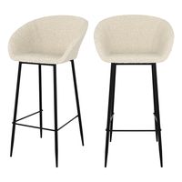 silla de bar con efecto bouclette blanca 75 cm set de 2