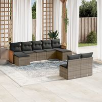 vidaxl set de muebles de jardin 9 pzas y cojines ratan sintetico gris