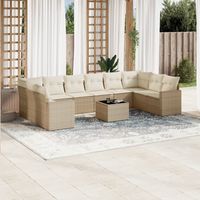 vidaxl set de sofas de jardin 11pzas con cojines ratan sintetico beige