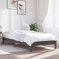 vidaxl estructura de cama madera maciza de pino gris 90x190 cm