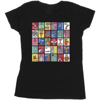 dessins animes camiseta manga larga grid squares para mujer