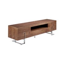 mueble tv nogal y acero cromado