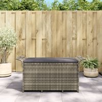 vidaxl banco de jardin con cojin ratan sintetico gris 116x46x57 cm