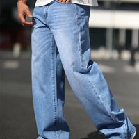 vaqueros anchos lisos para hombre pantalones vaqueros informales elegantes de estilo urbano