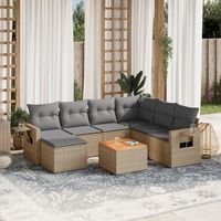 vidaxl juego de sofas de jardin con cojines beige 8 pzas ratan pe