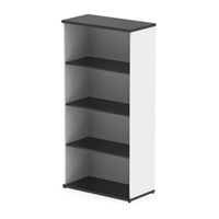 impulse 1600mm bookcase black and white