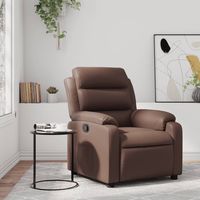 vidaxl sillon reclinable de cuero sintetico marron