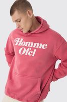 sudadera oversize destenida con capucha y estampado grafico homme ofcl rojo