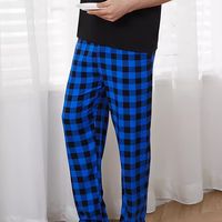 pantalones de cuadros informales para hombres pantalones de pijama largos y comodos con bolsillos laterales parte superior no incluida