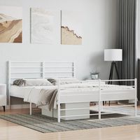 vidaxl estructura cama sin colchon con estribo metal blanco 120x190 cm