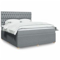 vidaxl cama box spring con colchon tela gris claro 180x200 cm