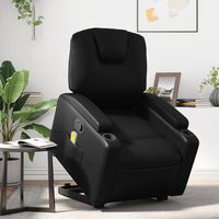 vidaxl sillon reclinable de masaje de pie cuero artificial negro