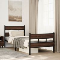 vidaxl estructura cama con cabecero sin colchon marron roble 100x190cm