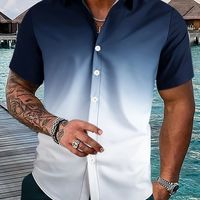 camisa de manga corta con botones degradados para hombres de moda para las vacaciones de verano ropa de hombre