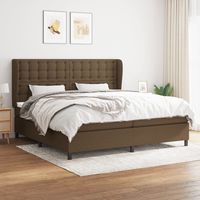 vidaxl cama box spring con colchon tela marron oscuro 200x200 cm