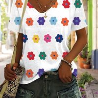 camiseta estampada floral top casual de manga corta con cuello en v para verano y primavera ropa de mujer