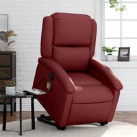 vidaxl sillon reclinable de masaje de pie cuero artificial rojo tinto