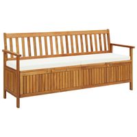 vidaxl banco de almacenaje con cojin de madera maciza de acacia 170 cm