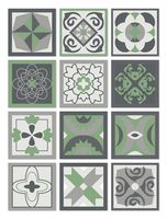 azulejos adhesivos 72 baldosas de 10x10cm diseno hidraulico verde