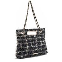 nicole lee bolso de mano bolso clutch estilo tweed negro para mujer