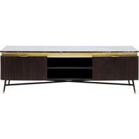 mueble tv bajo marron madera maciza y el marmol 170x50cm