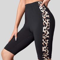 leggings de cintura alta estampado de leopardo elegantes leggings ajustados de alta elasticidad para todos los dias ropa de mujer