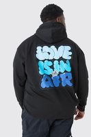 sudadera plus con capucha y estampado love is in the air en relieve negro