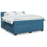 vidaxl cama box spring con colchon terciopelo azul 180x200 cm